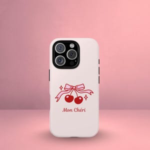 Cherry Phone Case, Cute Cherry Design Phone Cover, Mon Chéri Gift, Pink Phone Accessory, Trendy Cell Case, Cherry Lover Gift