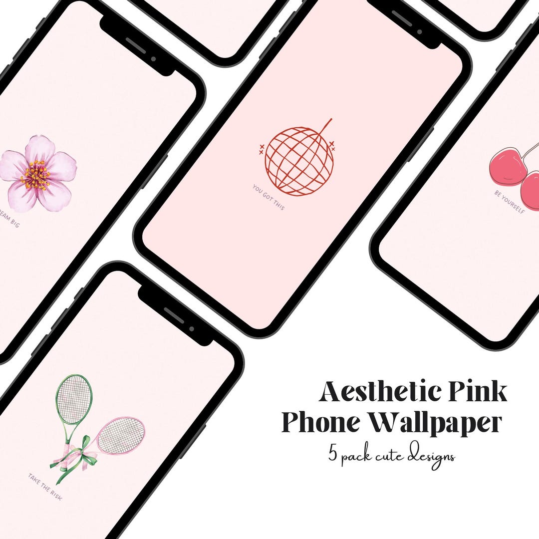 Pink Aesthetic iPhone Wallpaper | Cute Designs Bundle (5 Pack) - Etsy