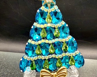 ヴィンテージ ラインストーン クリスマスツリー ブローチピン サイン