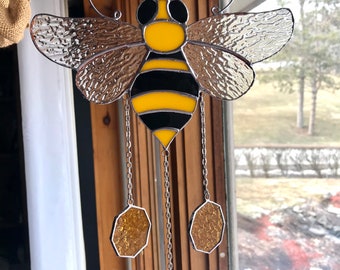 Stained Glass Bumblebee Windchimes Suncatcher Wind Chimes Sun Catcher