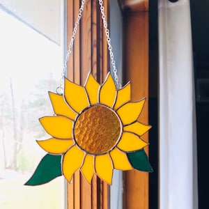 SUNFLOWER Stained Glass Wind Chime Sun Catcher Windchime Suncatcher By LaHeir