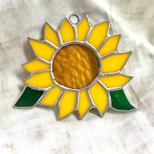 SUNFLOWER Stained Glass Christmas Tree Ornament Sun Catcher Mobile
