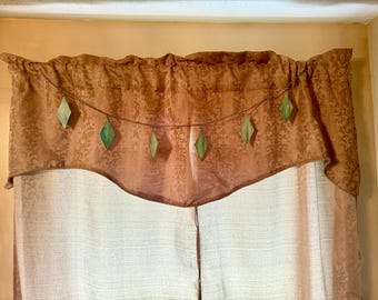 Stained Glass Window Hanging Suncatcher Streamer Sun Catcher Blue Green Aqua Curtain Window Decor Accent