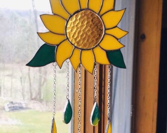 6 1/2 x 6 Alivagar Stained Glass Window Hangings Suncatchers Sunflower 6 1/2 x 6 Alivagar Stained Glass Window Hangings Suncatchers Sunflower