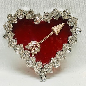 Beautiful Rhinestone Heart  Pin Brooch for Valentine’s Day Stained Glass