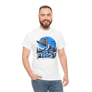 Snowboard T Shirt Ride The Frost, Snowboarding Tee, Winter Sports Shirt, Mountain Graphic Tee, Snowboard Gift, Ski Apparel image 9