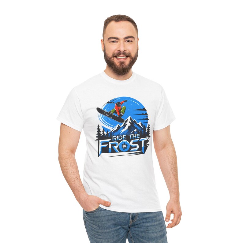 Snowboard T Shirt Ride The Frost, Snowboarding Tee, Winter Sports Shirt, Mountain Graphic Tee, Snowboard Gift, Ski Apparel image 9
