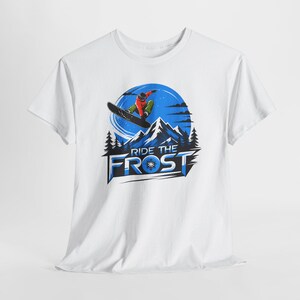 Snowboard T Shirt Ride The Frost, Snowboarding Tee, Winter Sports Shirt, Mountain Graphic Tee, Snowboard Gift, Ski Apparel image 5