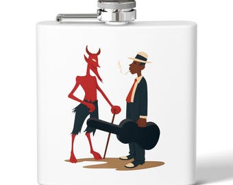 Fiaschetta Robert Johnson, fiaschetta per whisky Delta Blues, regalo per gli amanti del blues del Mississippi, fiaschetta a forma di chitarra, regalo per gli appassionati di musica