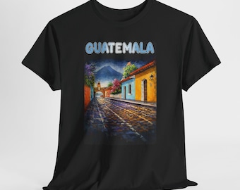 Antigua Guatemala Street Art T-Shirt, Buntes Landschaftsreise-T-Stück
