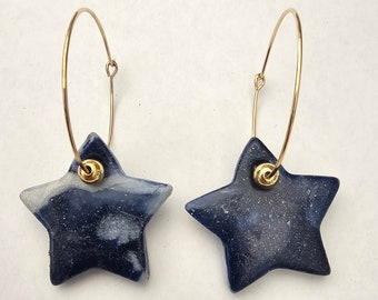 Hoop earrings star gold