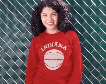 Unisex Long Sleeved Indiana Basketball T-Shirt, Adult Mens or Womens Soft Red Shirt, Indiana University Tee, IU Hoosiers Apparel TShirt