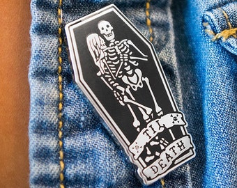 Til Death Skeleton Lapel Pin, For Ever Anniversary Gift or Wedding Day Flair, Till Death Do Us Part Punk Marriage Accessories