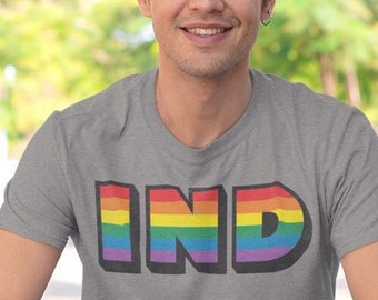 Indiana Pride Rainbow Shirt, LGBTQ Unisex T-Shirt, Retro Graphic Tee, Hoosier Pride Gift, Love Is Love Tee, Also in Womens and Youth