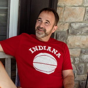 Indiana University Basketball Tee, Unisex Soft Style Red T-Shirt, Adult Short Sleeved shirt, Hoosiers State IU TShirt, Indiana Apparel