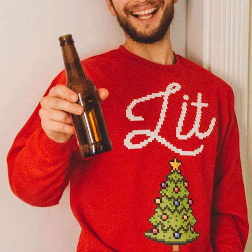 Ugly Christmas Sweater Funny Retro Lit 
