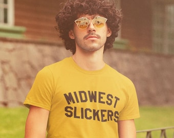 Midwest Slickers.  Funny Midwestern Unisex Tee. Retro Look Tshirt. Gift for Him.