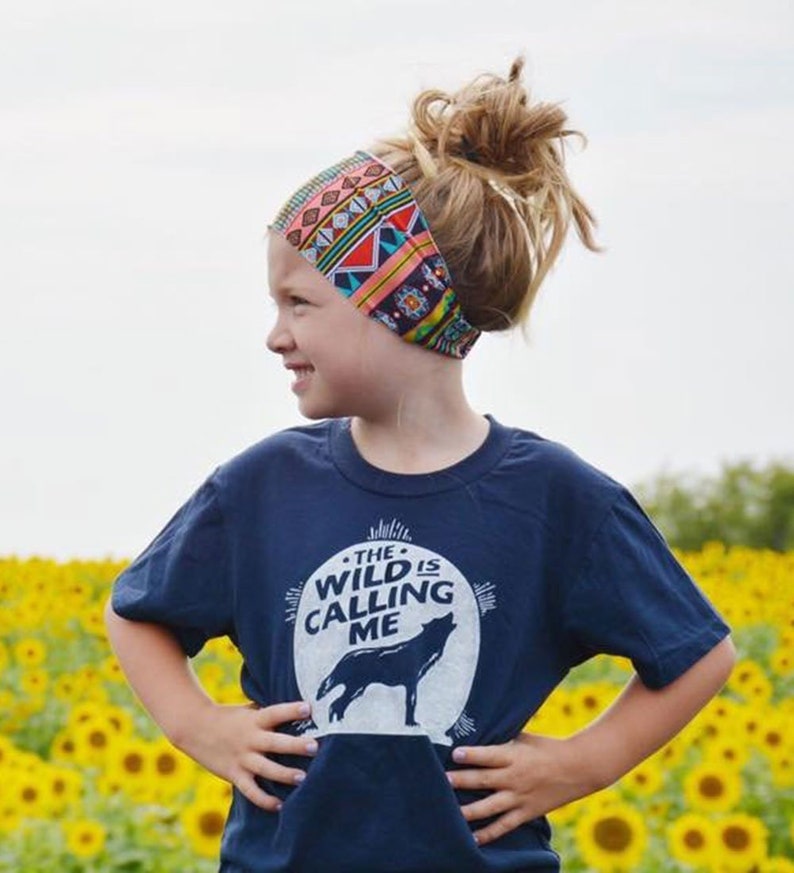 Wanderlust Kids Tee, The Wild is Calling Me Navy Blue Tshirt, Boy's & Girl's Outdoor T-Shirt Clothing Gift, Howl at the Moon Shirt for Kids image 1