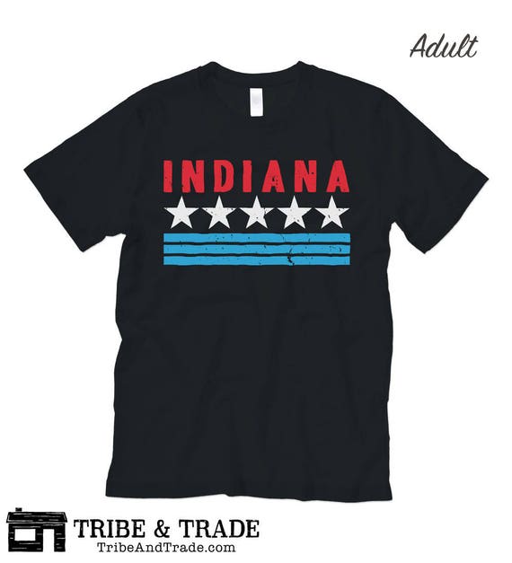 Red White and Blue Indiana T-shirt Cotton Unisex Black | Etsy