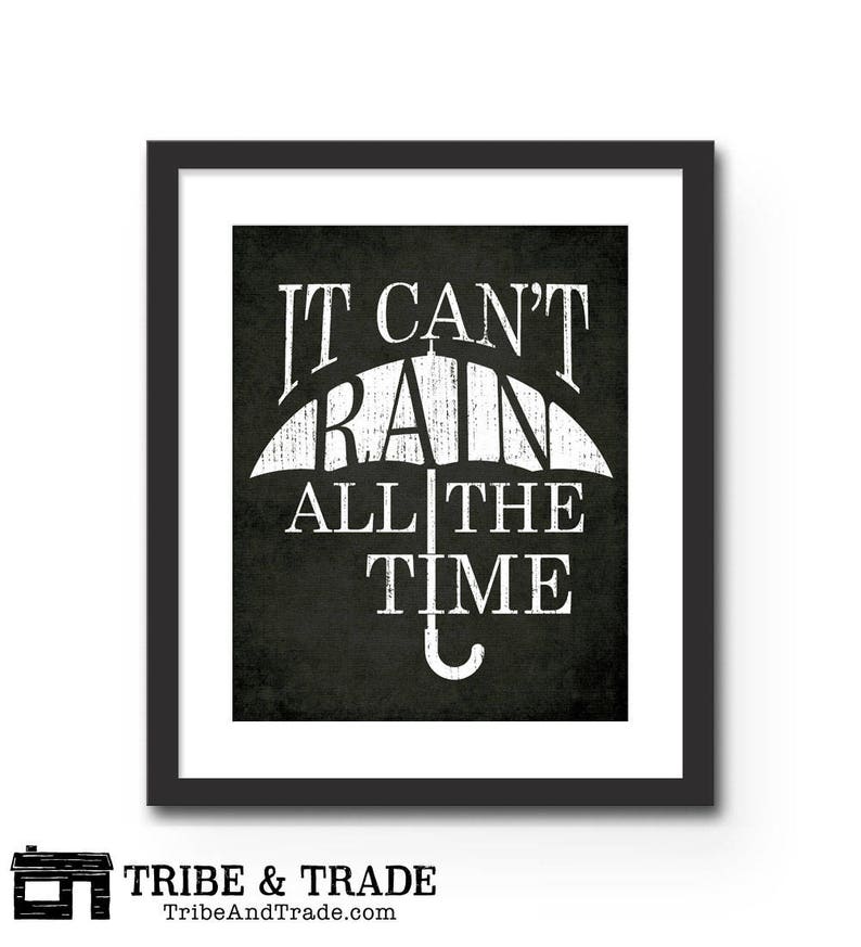 It Can't Rain All the Time Wall Art Inspirational Quote Etsy