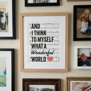 Wonderful World Sheet Music Print, Louis Armstrong Lyrics Wall Art, What a Wonderful World, Wedding Song, Anniversary Gift