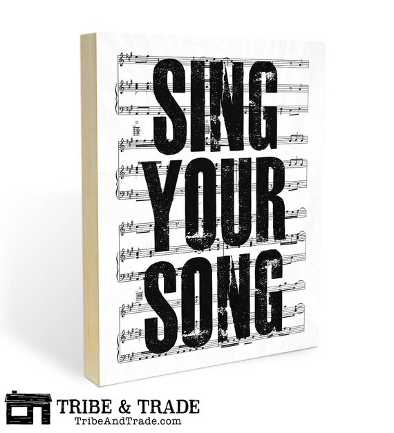 inspirational quote and sheet music on ready to hang wooden etsy