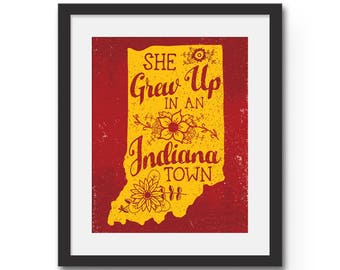 She Grew Up In An Indiana Town Art Print, Tom Petty's 'Last Dance With Mary Jane' Wall Decor, Frame Ready Print, Indiana Girl Gift Idea