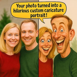 Funny Custom Portrait from Photo | Cartoon Style Digital Drawing | Unique Gift for Couples, Friends or Pets | Personalized Funny Artwork
