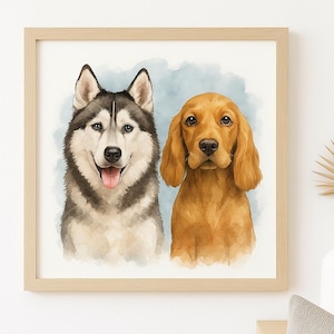 Personalized Pet Portrait from Photo | Custom Dog or Cat Illustration | Watercolor Effect | Pet Painting | Dog Lover Gift, Printable Pet Art