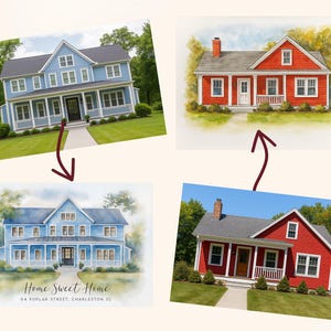 Custom Home Portrait from Photo | Personalized Watercolor House Painting | Housewarming Gift | First Home Printable | Realtor Closing Gift