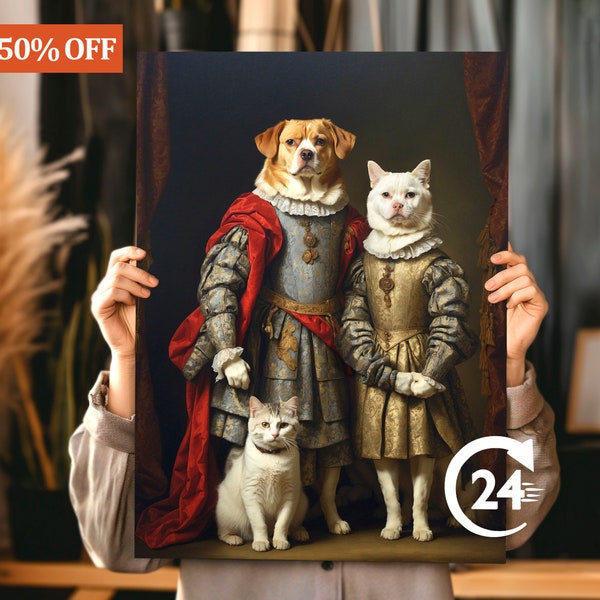 CUSTOM PET PORTRAIT 2 Royal Pet Portrait Royal Cat Painting Gift for Pet Owners Custom Art From Photo Best Gift Idea Dog Regal Pet Portrait