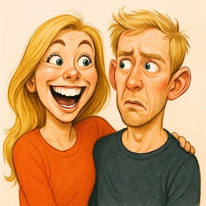 Custom Caricature Portrait from Photo, Funny Cartoon Drawing, Personalized Gift for Couple, Family, Pet or Friend, Digital Art Made to Order