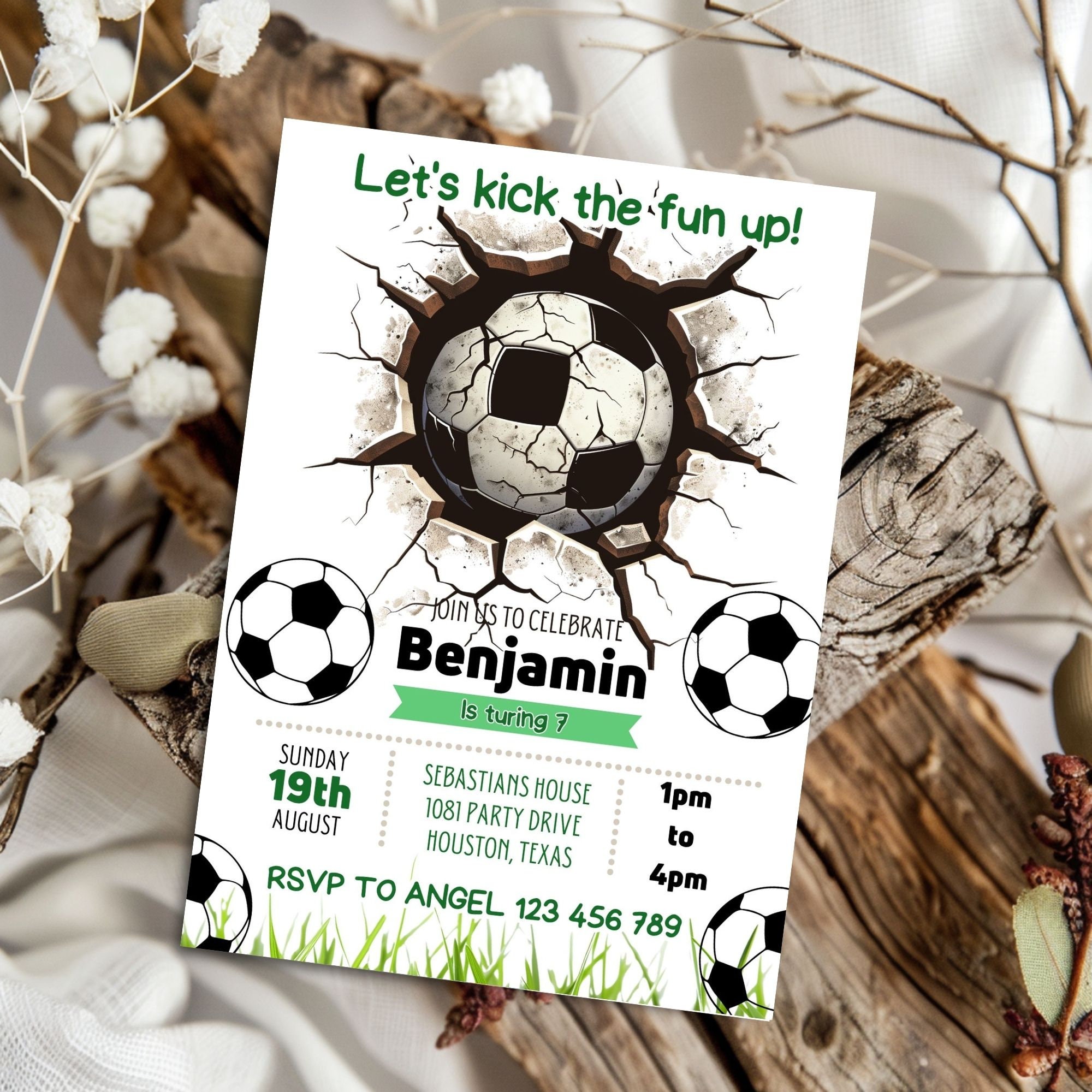 Customizable Boy Birthday Party Invitation I Football Birthday Soccer ...
