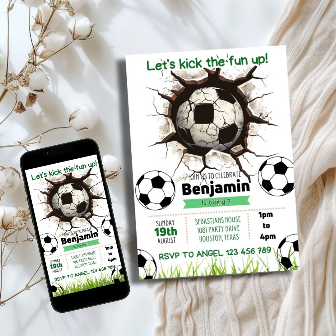 Customizable Boy Birthday Party Invitation I Football Birthday Soccer ...