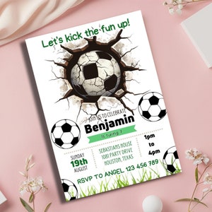 Customizable Boy Birthday Party Invitation I Football Birthday Soccer ...