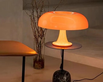 Mushroom Style Table Lamp | Orange Mushroom Minimalist LED Night Light Desk Lamp | Mushroom Bedside Table LED Lamp | Home Decor Gift |