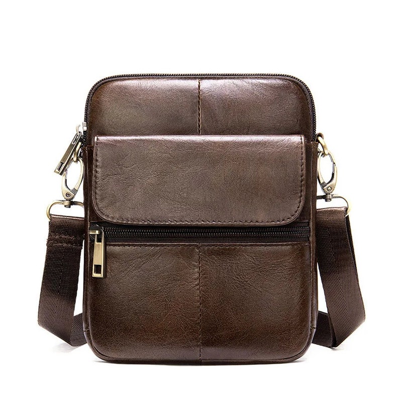 Herren Echtleder Umhängetasche, Herren Retro Messenger Bag, Crossbody Bag, Handytasche Tasche, Handtaschentasche Geschenk zur Hochzeit Geburtstag Bild 3