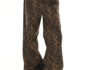 Urban Safari: Women's Y2K Leopard Print Baggy Jeans