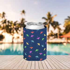 Tropical Drink Umbrellas Can Cooler, Beverage Insulator, Summer Party Favor, Beach Drink Holder, Luau Decor