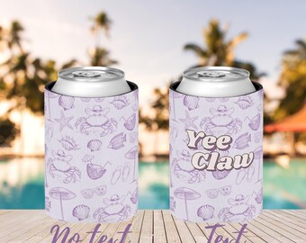 Yee Claw Dosenkühler | Pink Strand Muscheln Krabbenmuster, Getränke Koozie