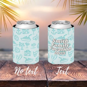 Tropical Cruise Can Cooler, Custom Drink Holder, Summer Vacation Beverage Sleeve, Cruise Ship Party Favor, Beach Vacation Insulated Can