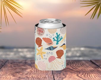 Enfriador de latas con forma de concha: funda retro para bebidas playeras