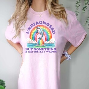 Undiagnosed Funny Graphic Tee: Vintage Rainbow Adult Humor