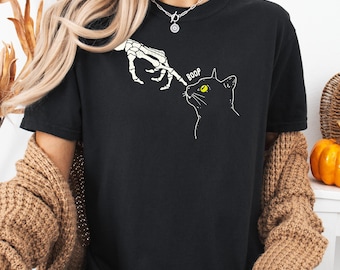 Boop Cat Skeleton Comfort Colors Tee - Funny Goth Cat Lover Gift
