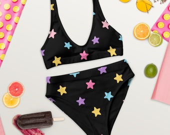 Pastel Star High Waisted Recycled Bikini Set