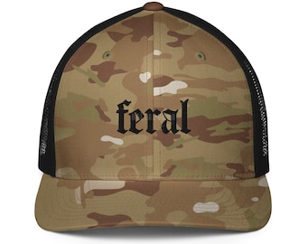 Feral Camo Trucker Hat: Custom Embroidered Baseball Cap