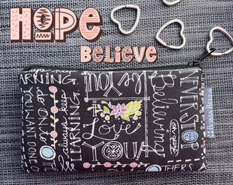 Small Zipper Pouch -Small Makeup Bag - 3 SIZES - Zippered Bag for Chargers -AirPod Pouch - Glasses Case - Credit Card Holder - Inspirational