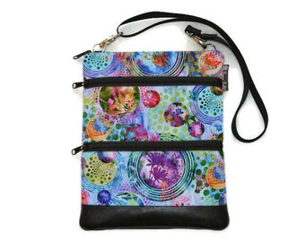 Crossbody Bag Cross body Purse - 3 zippered Sling Purse - 3 sizes - iPad Bag - 3 Zippered Crossbody - Sling Purse Bubble Fabric