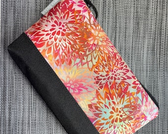 Large Gusseted Zippered Pouch - Charger Pouch - MADE in USA - Cosmetic Bag - Travel Bag - Bright Circle Fabric- Waterproof Lining Fabric