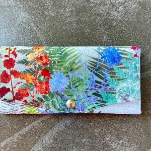 RFID Wallet Women Slim Wallet Women RFID Protected Fabric Wallet Cell Phone Wallet Fern and Floral Design Wallet image 1